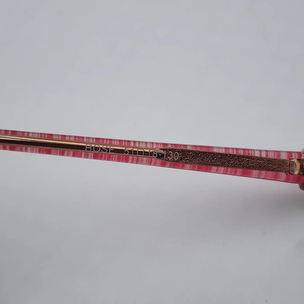 Letty Rose Eyeglass Frame 51-18-130 Rose Pink Gold Retro Oval Bifocals Repurpose